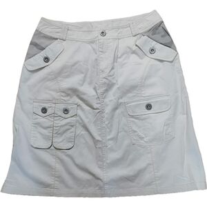 🐝 32W, cream and grey mini cargo skirt